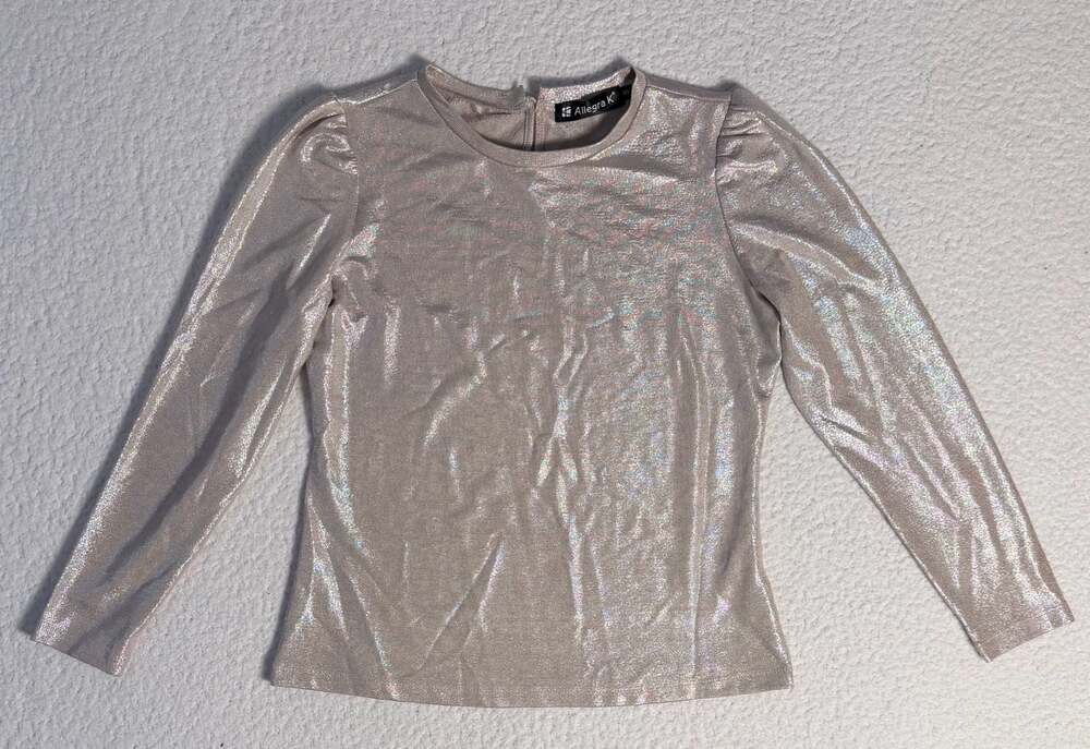 Allegra K Women's Metallic Glitter Long Sleeve Round Neck Party Top